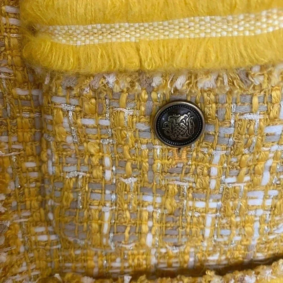 Talbots Classic Lined Butter Yellow Tweed Career Blazer Jacket Women's Small EUC - Picture 8 of 16